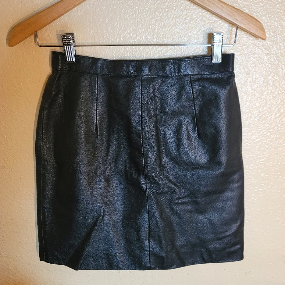 VTG Genuine Leather Mini Skirt, Size Small Biker Moto 90s Vintage - Picture 9 of 9